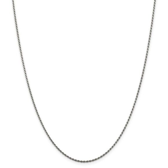 1.5mm Rhodium Plated S.Silver Solid D/C Rope Chain Necklace, 18 Inch - Picture 2 of 7